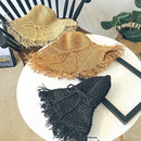 Fringed Straw Hat Bow Wide Grass Female Summer Hat Beach Visor Outdoor Vaca