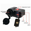Waterproof 12v/24v Motorcycle USB Charger Power Adapter Socket&Voltmeter Disp Ew