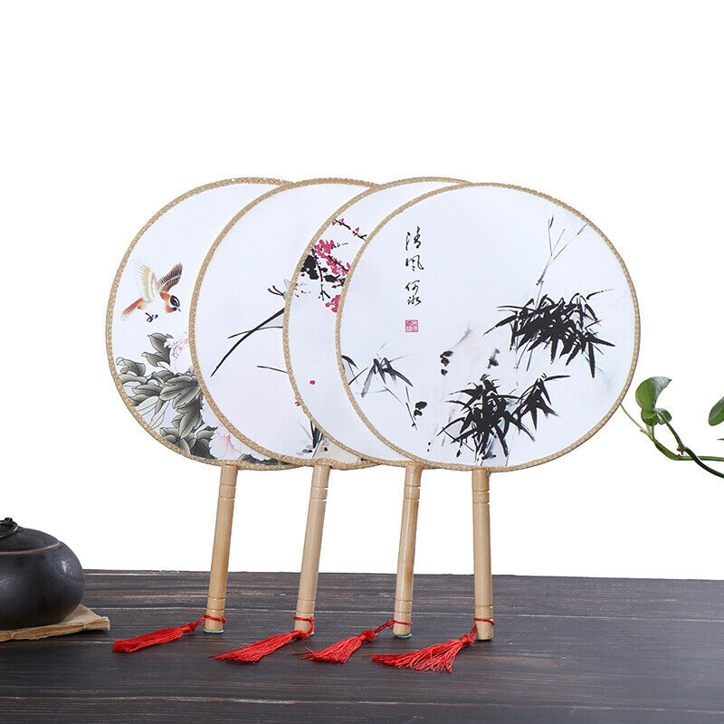 Chinese Style Round Hand Held Folding Silk Fan For Wedding Event Party GiftsJ Bj