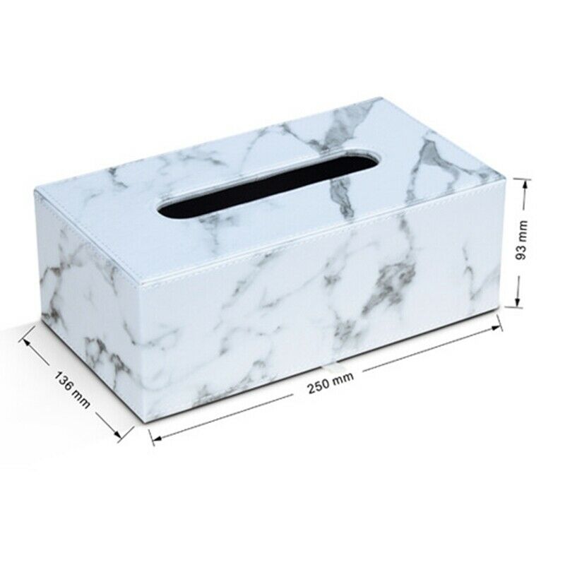 Rectangular Marble PU Leather Facial Tissue Box Cover Napkin Holder Paper T U4M5