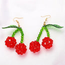 Bohemian Beads Fruit Beads Earrings Cherry Leaves Silicone Pendant Ears WomeI9A7