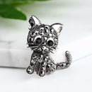Cute Cat Kitten Crystal Brooch Collar Pin Badge Women Animal Jewelry Gift