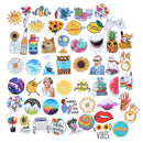 53Pcs Summer light yellow stickers DIY scrapbook suitcase laptop guitar stic TE