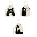1Pcs Kitchen Apron Cat Printed Sleeveless Cotton Linen Aprons for Men Women