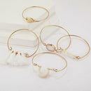 5pcs Boho Bracelet Tassel Shell Stone Pendant Bangles Women Beach Jewelry A