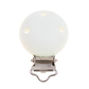 Cute Baby Pacifier Round Silicone Soother Clip Metal Holders Clasp  White