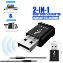 Wireless Bluetooth V5.0 3.5mm Audio USB Receiver Adapter Music Dongle AUX A2DP//