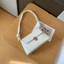 Women Solid Color Shoulder Bag PU Leather Tote Messenger Handbag (Beige)