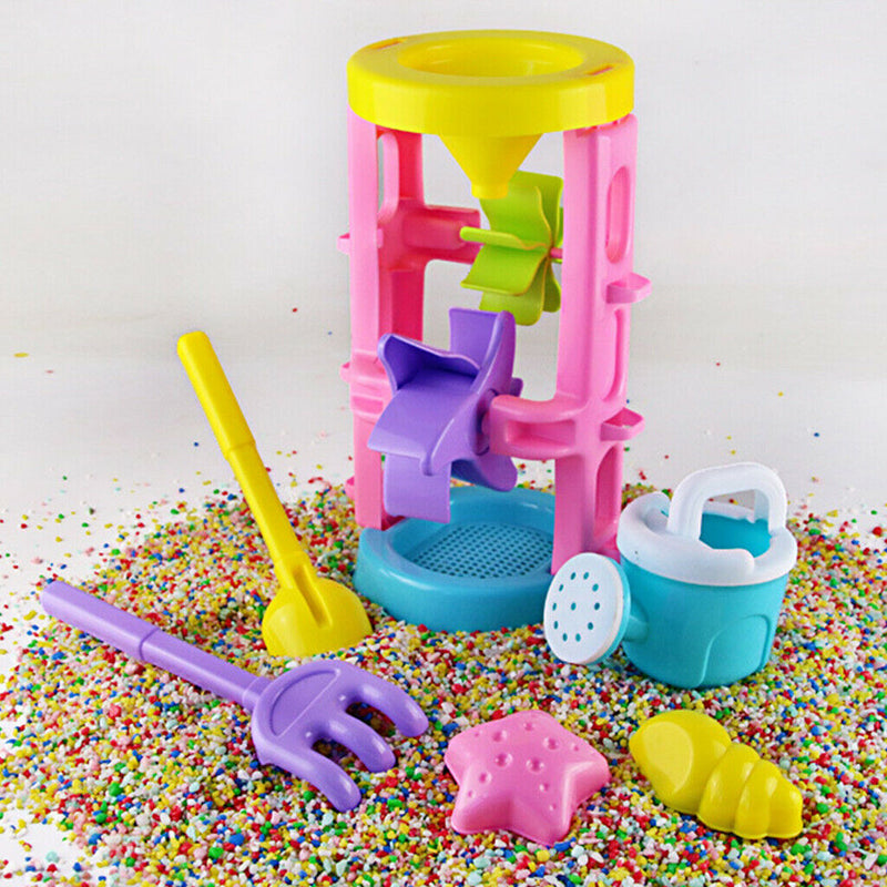 Sand Toys for Kids - 6pcs Candy Color Play Sand Kit with Shovel Rake & Molds