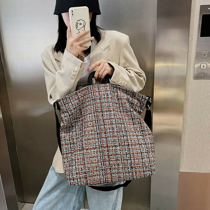 Fashion Woolen Shoulder Bag Women Large Capacity Messenger Handbags (Red) A