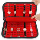 20 Slots/Grids Watch Case with Zipper Velvet Wristwatch Display Storage Box Hn