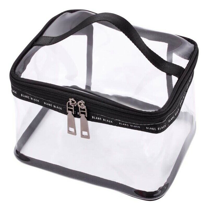 Black + transparent Travel Cosmetic Bag Makeup Train Case Organizer with To W1A8