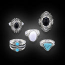Ring Set 5 pcs Bohemian Boho Punk Ethnic-Turkish Afghan Festival
