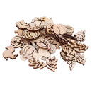 50 PCs Mixed Wooden Craft Squirrel Leaves Mushroom Shape Hedgehog Decorat %ã€Š