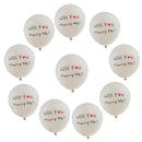 Pack of 10 "Will You Marry Me'' White Latex Balloons for Romantic Surprise