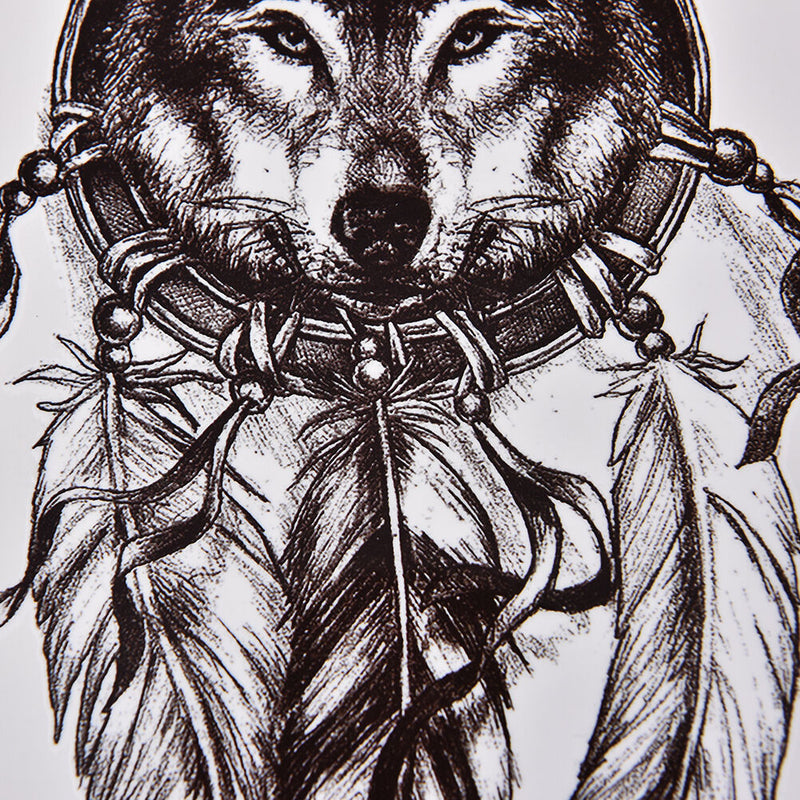 Waterproof Wolf Dreamcatcher Temporary Tattoo Large Arm Body Art Tattoos TO   TO