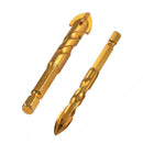 6Pcs 1/4 Inch Hex Shank Twist Glass Bits Titanium Ceramic Drilling Drill Se