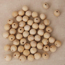 50pcs Wooden Spacer Beads Round Ball Natural 16mm For Jewelry Making