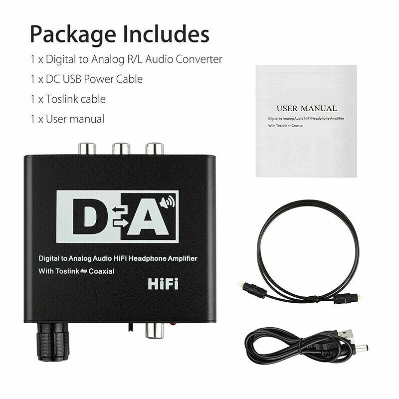 Digital Coaxial Optic Toslink to Analog RCA R/L 3.5mm Adapter Audio Converter