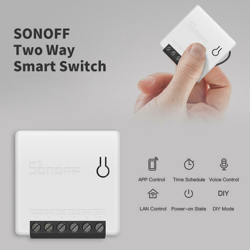Sonoff MINI WiFi DIY Smart Switch Remote Dual Way Control for Amazon Alexa