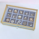 Glass Lidded Jewelry Box Bracelet Keepsake Decorative Display Tray Clear Box