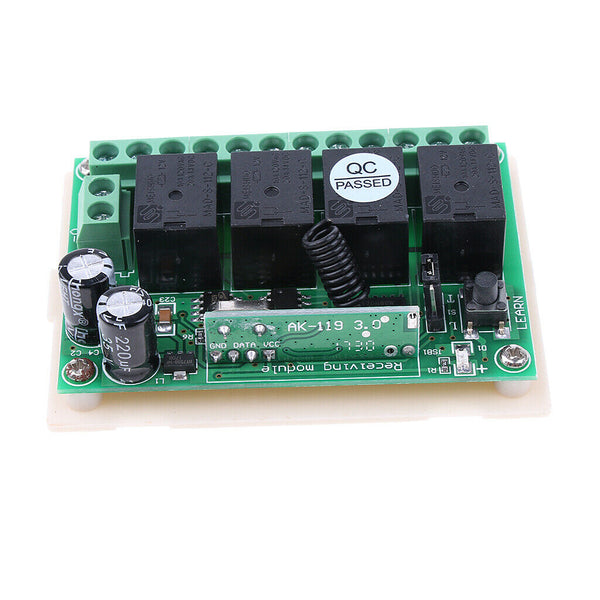 2V Wireless 4CH Remote control Switch Module for Motor Light Garage 433Mhz