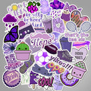 50Pcs Cartoon Purple Stickers DIY Suitcase Laptop Guitar Bicycle Car Decals 3C