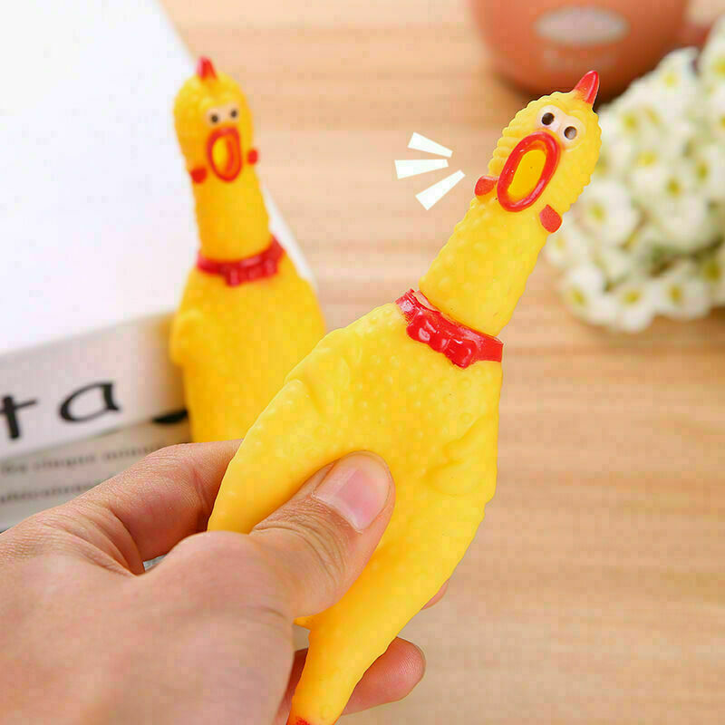 Squeeze Shrilling Screaming Rubber Chicken Pet Dog Bite Chew Gift Squeaker