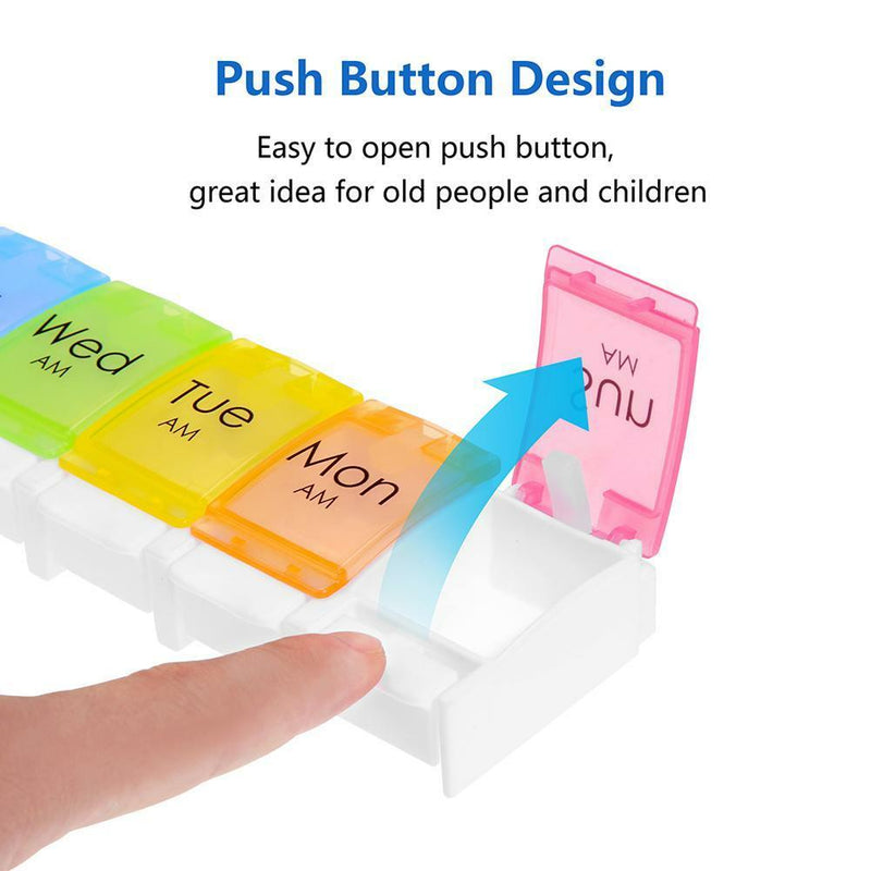 Pill Box Case 14 Slot 7 Days Weekly Medicine Organizer Tablet Storage Dispenser