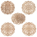 2x Wood Flower Appligue S-Size with  10x Natural Stump Wooden Candle Holder