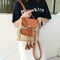 Leather Woven Backpacks Women Tassel Flap Schoolbags Knapsack (Light Brown) A#S