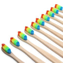 1 PC Colorful Head Bamboo Toothbrush Environment Rainbow Bamboo Toothbrush