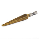 High Speed Steel Step Dril Bit HSS 1/4" Hex Shank Titanium Coated Step Drill Bit