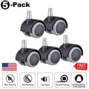 Soft PU Casters Wheels For Office Chair Hardwood Heavy Duty Replacement Set Ew