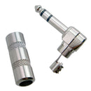 2X Guitar Bass Cable Connector Plug stereo Right Angle 90 Male Plug 6.35 mm