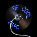 Mini USB Powered LED Clock Fan Cooling Flashing Realtime Display for Laptop