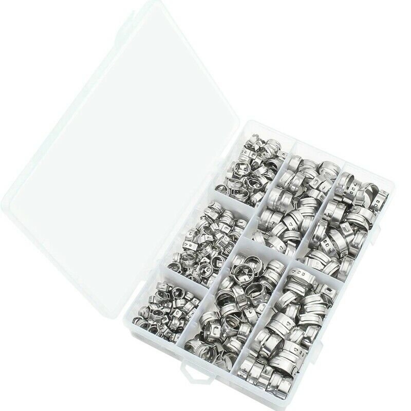 304 Stainless Steel Single Ear Non-Steel Hose Clamp Classification Kit, 128