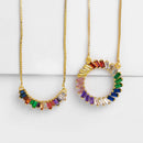 Bohemia Rainbow Cubic Zirconia Circle Geometry Choker Necklace Girlfriend G