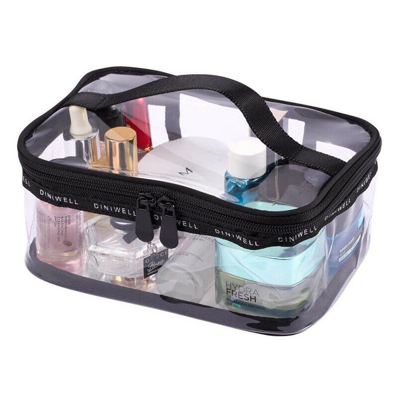 Black + transparent Travel Cosmetic Bag Makeup Train Case Organizer with To W1A8