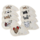9 Pcs Portable Golf Club Headcovers Cute Cartoon Cat Pattern PU Waterproof C Gw