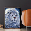 White Fur Male Lion Full Round Rhinestone Diamond Painting DIY Set 30x40cm