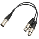 3 Pin Jack Y Splitter Connector XLR Female To 2 Male Plug Audio Cable Adapter