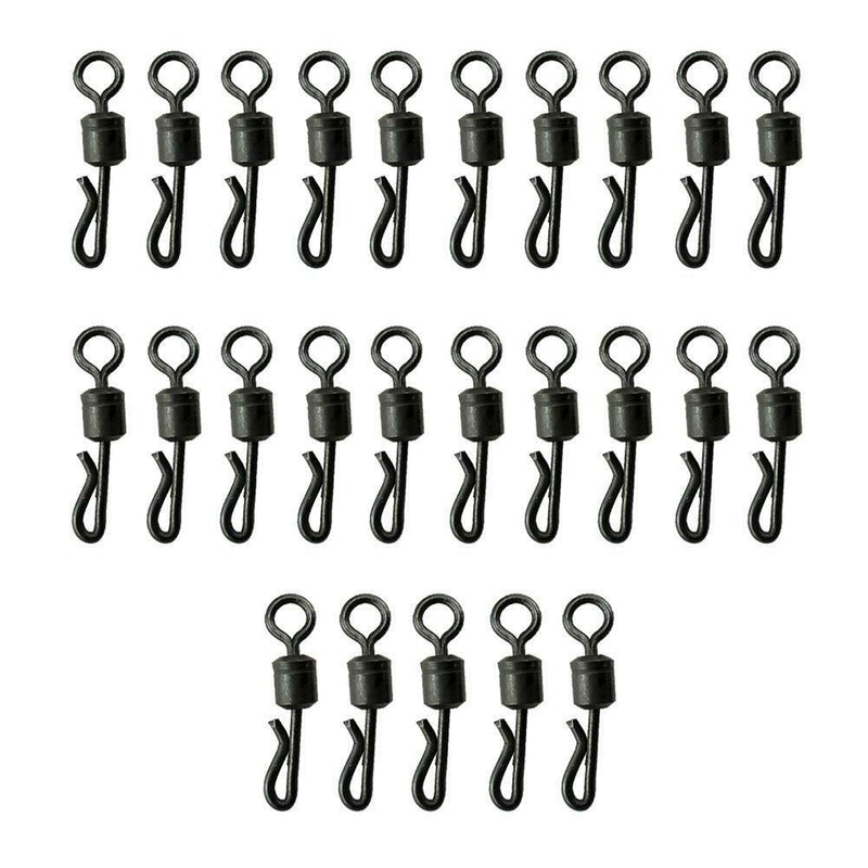 25pcs Black Q-Shaped Quick Change Swivels Fishing Terminal for Carp Fishing