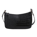 Women Alligator PU Leather Handbag Ladies Zip Totes Shoulder Bags (Black)
