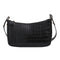 Women Alligator PU Leather Handbag Ladies Zip Totes Shoulder Bags (Black)