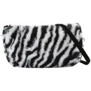 Lady Zebra Pattern Plush Shoulder Handbags Small Purse Tote Street Messenger Bag