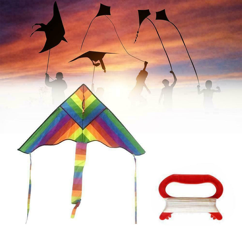 Rainbow Triangle Kite Outdoor Children Fun Sports Kids Fly Gift Air Toys R7P8