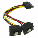 20cm SATA 15Pin Male to Dual 15P Female 90 Degree Y Splitter Power Adapter D5W2