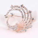 Crystal Peacock Animal Corsage Banquet Decoration Women Scarf Brooch Pin  FT