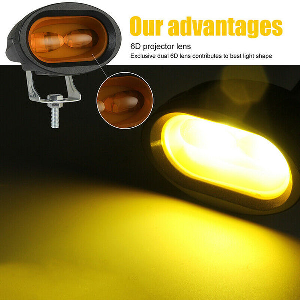 2X LED Work Light Amber Fog Bar Driving Pod Spot Lamp Offroad SUV MotorcyclS Hn